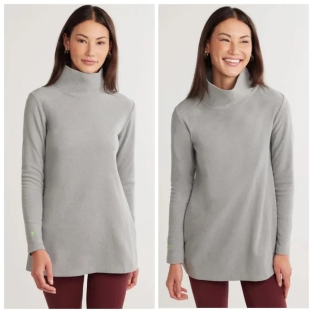 DUDLEY STEPHENS Cobble Hill Terry Fleece Mock Turtleneck Sweater Top Sweatshirt